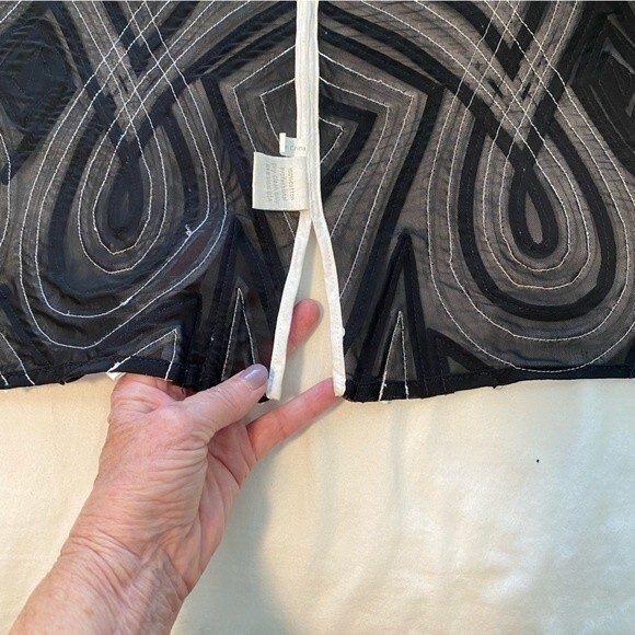 Alexandra Rosati Designer 2 Pc Black White Mesh Geometric 3D Jacket & Top SZ 10 - Picture 10 of 15
